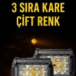 3 Sıra Kare Çift Renk 35 W Motosiklet Sis Far Takımı