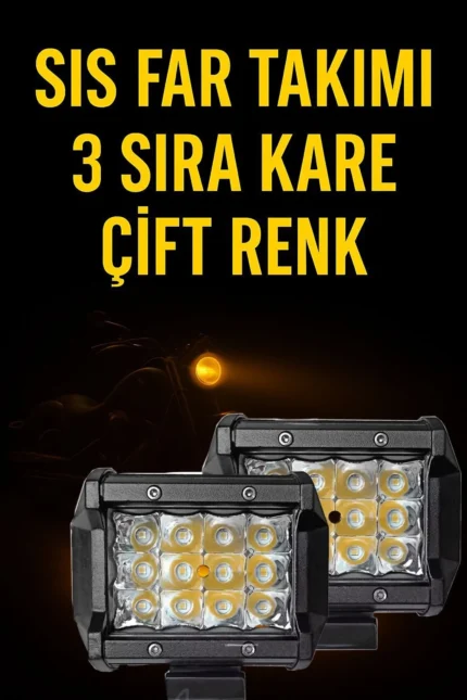 3 Sıra Kare Çift Renk 35 W Motosiklet Sis Far Takımı