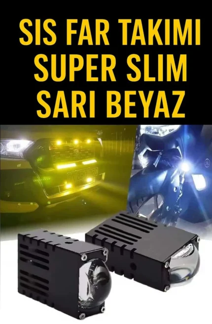 Super Slim Led Projektör Sarı Beyaz 40 W Motosiklet Sis Far Takımı
