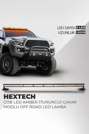 C9 Hextech 80W Turuncu 120cm 17 Farklı Yanış Modlu 8 COB LED Off Road Led Lamba